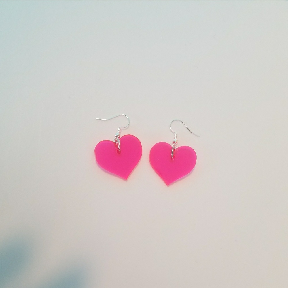 Sale new Neon Pink Heart Earrings